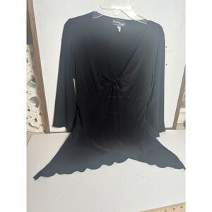 Y2K USA Vintage Handkerchief Hem Top L Black Slinky Fairy Goth Whimsigoth      J